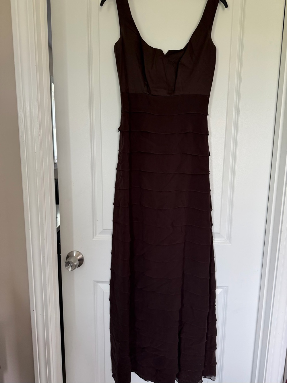 Sleeveless Chocolate Brown Tiered Maxi Dress